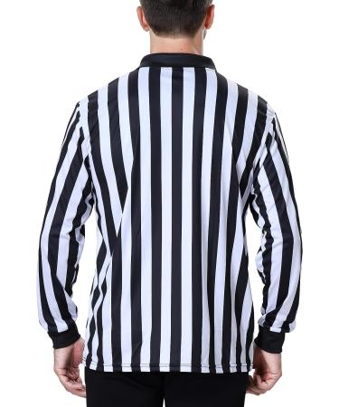 TOPTIE Pro-Style Referee Shirt | Men's Official Long Sleeve Black & White Striped Umpire Jersey - X-Large - Buy Online on GoSupps.com