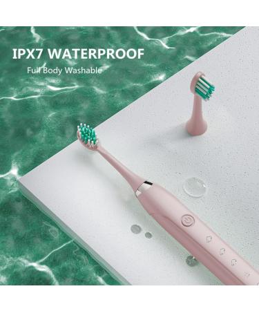 Electric Toothbrush for Adults - 5 Modes Soft Bristles 5 Brush Heads Waterproof USB Charging - Pink Dental Care - Buy Online on GoSupps.com
