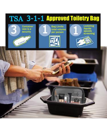 TSA Approved Clear Toiletry Bag Set - 3 Pcs Quart Size Makeup Bags for Men and Women - Carry-on Compliant Cosmetic Travel Bag (Black) - Buy Online on GoSupps.com