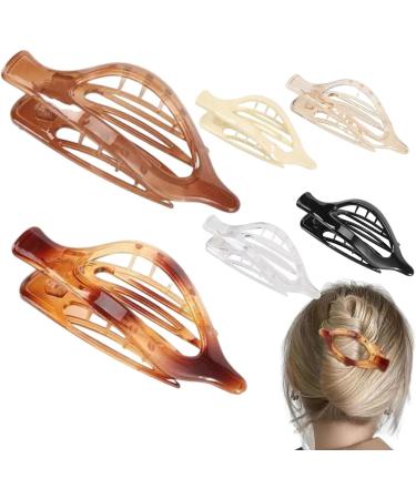 Flat Hair Claw | Vintage French Design Alligator Hair Clip | Retro No Slip Grip Hair Claw Clips Ultra Light Oval Barrette Jaw Clips Hair Accessories for Women Girls Transparent color - Buy Online on GoSupps.com
