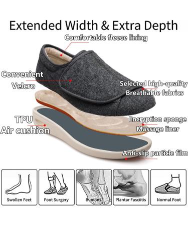 LGZY Women's Diabetic Walking Shoes - Fleece Thickening - Adjustable Strap - Plantar Fasciitis Slippers - Breathable Supportive Sneakers - Nizi Cloth Black 43.5 EU - Buy Online on GoSupps.com