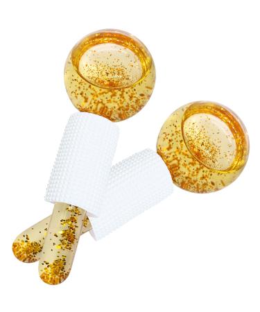 Ice Globes for Your Face  2PCS Cooling Ice Globes for Facials  Ice Roller for Facial Massager  Freezer Safe and Highly Effective Ice Ball Tool for Face and Eye  Daily Beauty  Reduce Puffiness (Gold)