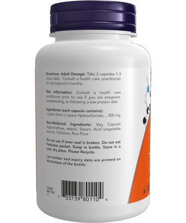 NOW Supplements L-Lysine 500mg Capsules 100 Count - Buy Online on GoSupps.com