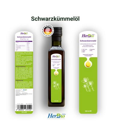 Herbbio Black Cumin Oil Cold-Pressed 3x250ml | 100% Natural Black Seed Oil | Raw Food Quality | Made in Germany - Buy Online on GoSupps.com