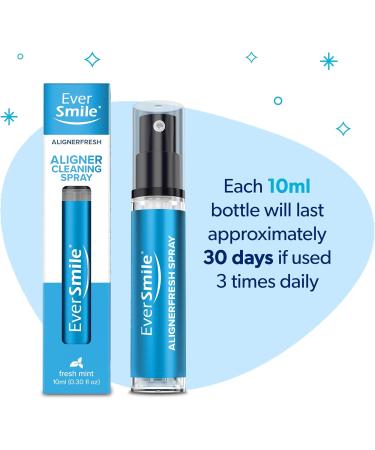 EverSmile AlignerFresh Cleaning Spray for Invisalign and All Clear Aligners and Retainers On-the-Go Cleaning & Teeth Whitening Kills Bacteria Fights Bad Breath Mint Flavor 10ml (2 Pack) 0.3 Fl Oz (Pack of 2) - Buy Online on GoSupps.com