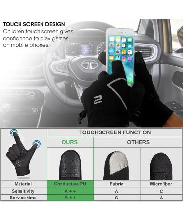 Children's Thermal Touchscreen Sports Gloves for Winter - Anti-Slip Windproof Perfect for Cycling Hiking Skiing & Football (Ages 10-12 Black) - Buy Online on GoSupps.com