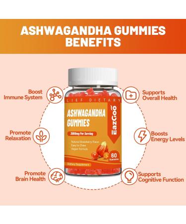 Ashwagandha Gummies & Vitamin D3 3000mg Extra Strength Ashwagandha Root Extract for Boosts Energy Immune Support Non-GMO Strawberry Flavor 60 Count 60 Count (Pack of 1) - Buy Online on GoSupps.com