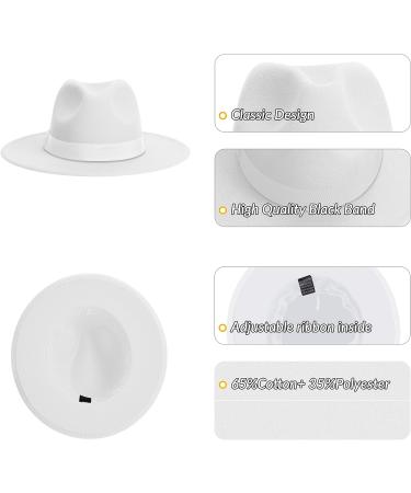 KUJUHA Two Tone Wide Brim Fedora Hat | White Rancher Hat for Men/Women - Large/X-Large - Buy Online on GoSupps.com