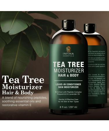 Tea Tree Hair and Body Moisturizer - Hydrating Lotion with Peptides Coconut & Avocado Oils - Daily Leave-In Conditioner for Men & Women - 8 oz - Buy Online on GoSupps.com