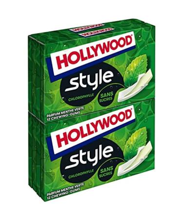 Hollywood Chlorophyll Style Chewing Gums, Spearmint Flavor, Sugar Free - 4 Packs