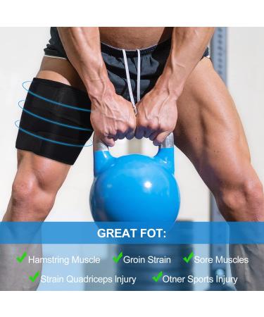 Supregear Thigh Wraps Support - 2-Pack Non-Slip Compression Sleeves for Hamstring & Quad | Adjustable Neoprene Upper Leg Brace for Men & Women | XL Black - Buy Online on GoSupps.com