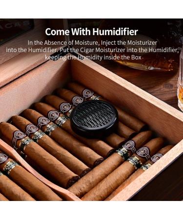 Cigar Humidor Handmade Cedar Wood Cigar Box Desktop Humidor with Hygrometer and Humidifier Removable Cedar Tray - Buy Online on GoSupps.com