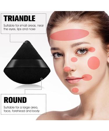 12pc Triangle Powder Puff Makeup Sponges with Strap - Soft Velour Beauty Tool for Mineral Powder & Foundation - Black - Buy Online on GoSupps.com