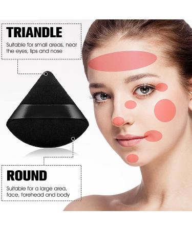 Triangle Powder Puff Makeup Sponge Set - Soft Velour Powders Puffs for Mineral Powder, Body & Loose Powder - Black, 2 Pcs - Buy Online on GoSupps.com