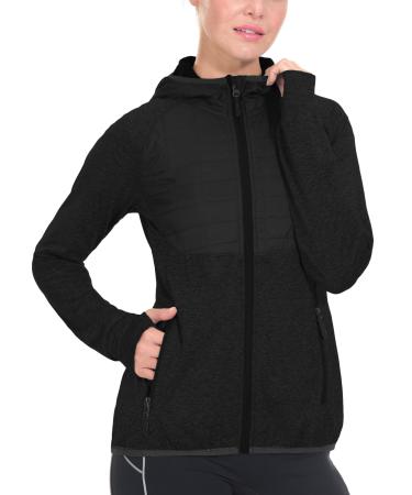 Little Donkey Andy women's running jacket sports jacket long-sleeved lightweight breathable hybrid jacket with pockets thumb hole XL black