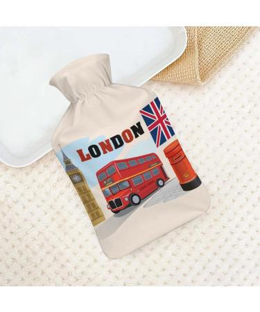 London Hot Water Bottle with Plush Cover - Hand Warmer for Adults & Children | 26.5x15.3cm - Ideal for Comfort & Warmth - Buy Online on GoSupps.com