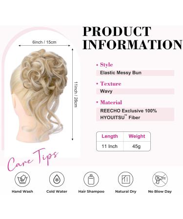 REECHO Blonde Messy Bun Hair Piece for Women - Synthetic Updo Elastic Hair Bun with Pale Highlights - Buy Online on GoSupps.com