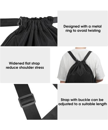WANDF Drawstring Backpack Sports Gym Bag with Shoes Compartment - Water-Resistant Cinch String Backpack for Men and Women (Large Black) - Buy Online on GoSupps.com