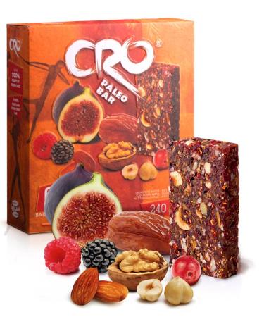 CRO PALEO BAR * Energy bar inspired by a PALEOLITHIC diet * 100% natural * 6x40g * dried figs dates dried and red fruits.