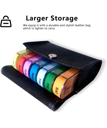 RZJZGZ Daily Pill Organizer with 7 Day Box and Medication Reminder - Includes Leather PU Case - Buy Online on GoSupps.com