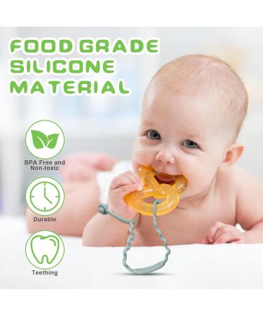 Vicloon Silicone Toy Clip 2Pcs - Food Grade Pacifier & Sippy Cup Strap | Adjustable Stroller & Toy Safety Straps - Anti-Drop Chain for Hanging Toys - Pink/Grey - Buy Online on GoSupps.com