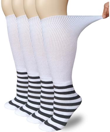 Diabetic Socks Men Women 4 Pairs Non Binding Bariatric Lymphedema Sox Extra Wide Walking Boot Socks