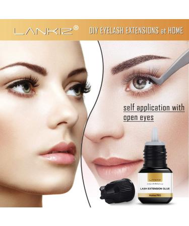 LANKIZ Cluster Lash Glue 5ml - Fast Drying, Long Lasting Semi-Permanent Black Waterproof Adhesive for DIY - 14 Days Retention - Buy Online on GoSupps.com
