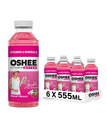 Oshee Vitamin Water Drink with Red Grape & Dragon Fruit 555ml Pack of 6 Niacin Vitamin B6 Biotin Vitamin B12 and Zinc Hydration Multipack