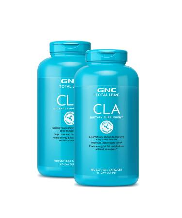 GNC Total Lean CLA | Improve Body Composition & Lean Muscle Tone, Fuels Fat Metabolism & Energy Without Stimulants | Gluten Free |Twin Pack (2 x 180 Softgels) 90 Servings (Pack of 2)