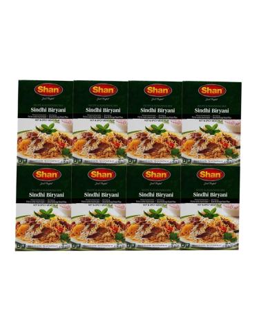 Shan Mix Sindhi Briyani Masala Powder Recipe And Seasoning Mix Healthy And Tasty Pakistan Origin 60 Gram (Pack of 8)