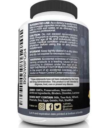 Nutrivein DHT Blocker with Biotin - Hair Growth Supplement for Men and Women - 30 Day Supply (60 Capsules) - Buy Online on GoSupps.com