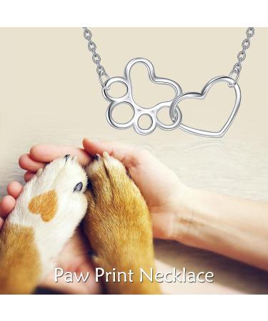ONEFINITY Sterling Silver Paw Print Heart Necklace with Crystal - Pet Lover Jewelry Gift - Buy Online on GoSupps.com