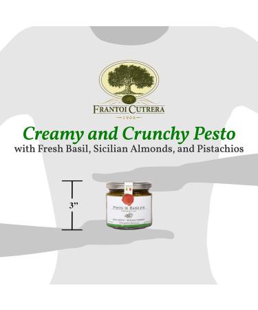 Frantoi Cutrera Classic Basil Pesto Sauce - Creamy Italian Spread with Basil, Pistachio, Almonds, and EVOO from Sicily, Italy - 6.7 oz Jar - Buy Online on GoSupps.com