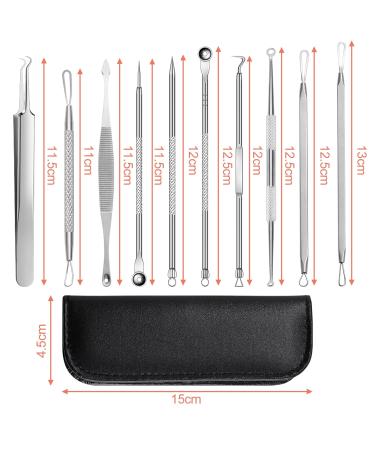 Fousenuk Blackhead Remover Set - 10 Stainless Steel Comedone Squeezers for Pimple & Acne Care with Storage Box - Perfect for Noses & Facial Care - Buy Online on GoSupps.com
