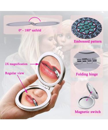 Beaufy Mini Compact Mirrors Set - Pack of 6 | Portable Folding Pocket Makeup Mirror with 1x/2x Magnification | Double Sided Mandala Design | Ideal Gift for Women, Girls, and Men - Buy Online on GoSupps.com