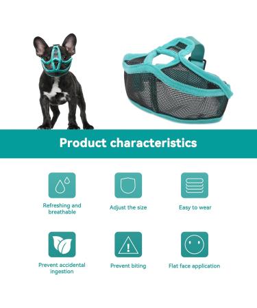 Breathable Dog Muzzle for Short Snouts | Adjustable Anti-Bite Mesh Muzzle for French Bulldogs & XL Breeds - Buy Online on GoSupps.com