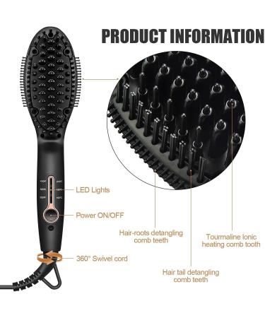 Buy Ionic Hair Straightener Brush | Frizz-Free Heated Beard Brush with 3 Temp Settings & Auto Shut Off - Buy Online on GoSupps.com