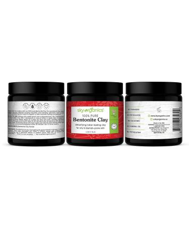 Sky Organics Indian Healing Clay - 100% Pure Detoxifying Bentonite Clay for Face, 4 Oz - Buy Online on GoSupps.com
