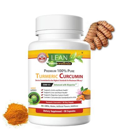 Turmeric Curcumin with Black Pepper Bioperine 2300 mg Joint Liver Heart Digestion Health Support Herbal Supplement Natural Curcuma Root Extract Pill Boost Metabolism for Men and Women 90 Capsules