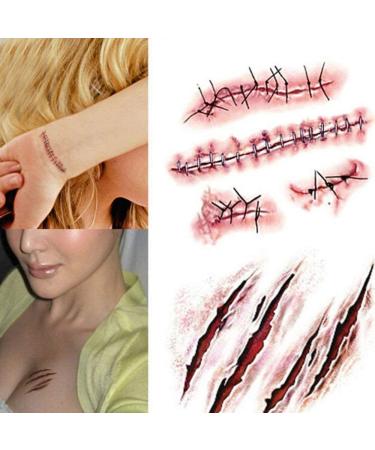 Hotop Cosplay Temporary Tattoo Sticker Set - 10pcs Halloween Scab Blood Zombie Scars - Buy Online on GoSupps.com