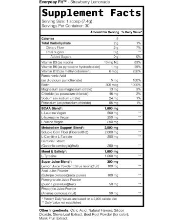 Buy TRULEAN Everyday Fit Water Enhancer - Sugar Free Electrolyte Powder BCAA Blend - Keto Amino Acid Supplement - Delicious Strawberry Lemonade - 30 Servings - Buy Online on GoSupps.com