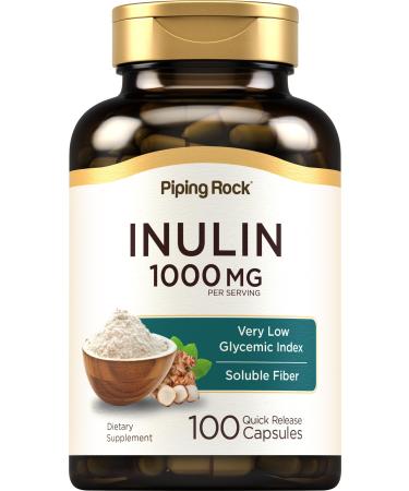 Piping Rock Organic Inulin Capsules 1000 mg | 100 Count | Low Glycemic Index | Soluble Fiber Supplement | Non-GMO Gluten Free