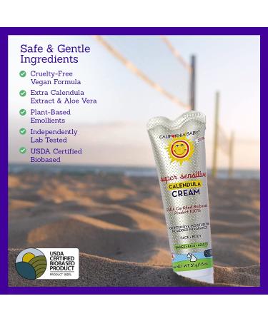 California Baby Calendula Cream (Unscented) | USDA Certified | 100% Plant-Based | Allergy Friendly | Calendula Ointment for Dry, Sensitive Skin | 1.8 oz - Buy Online on GoSupps.com