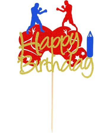 Arthsdite 1Pc Boxing Happy Birthday Cake Topper Boxing Gloves Cake Decorations Sports Birthday Theme Party Cake Decoration Supplies Boxing Cake Topper - Buy Online on GoSupps.com