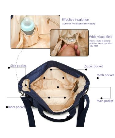 Royalfair Baby Diaper Pocket - Travel Messenger Bag with Insulating Bag & Hook Navy Blue (40 x 28 x 12.8 cm) - Perfect for International Shipping - Buy Online on GoSupps.com
