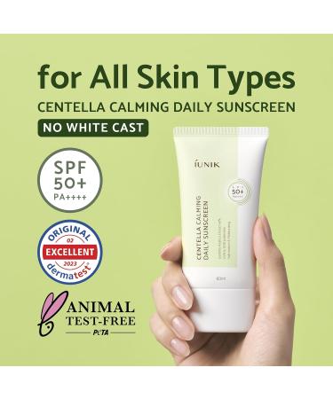 IUNIK Centella Calming Vegan Moisture SPF 50+ PA++++ 2 Oz - Reef-Safe Daily Sunscreen for Acne-Prone Skin - Buy Online on GoSupps.com