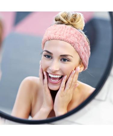 3-Piece Spa Face Headbands for Makeup & Washing - Pink Terry Cosmetic Hair Bands for Women | Yoga & Sports Elastic Hair Accessories - Buy Online on GoSupps.com