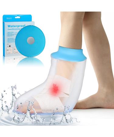SUPERNIGHT Child Waterproof Ankle Cast Cover for Shower Bandage Protector for Teenager s Dressings and Injuries Toe Ankle Wound Burns Reusable Sealed Watertight Foot Cast Bag Anti-Slip Design Child Ankle
