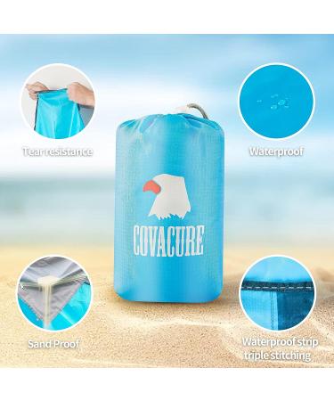 Covacure Waterproof Beach Blanket 118X108 - Sandproof & Fits 4-8 Adults - Blue Outdoor Mat for Travel, Camping, Hiking - Buy Online on GoSupps.com