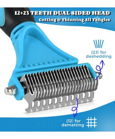 Dog Burst Cat Brush | 12+23 Stainless Steel Double-Sided Deshedding Tool for Dogs & Cats - Remove Unwanted Hair & Knots - Blue - Buy Online on GoSupps.com